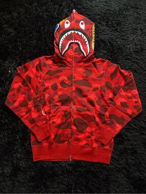 Red camo bape zip up